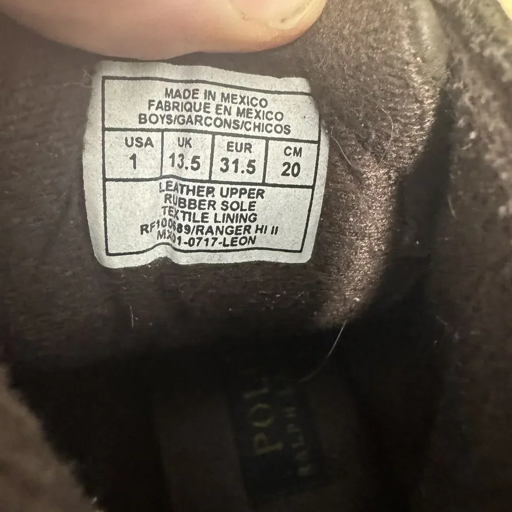 Polo Ralph Lauren Bear Boots Youth 1 Reverse Suede Ranger Hi II Buckle‎ Combat